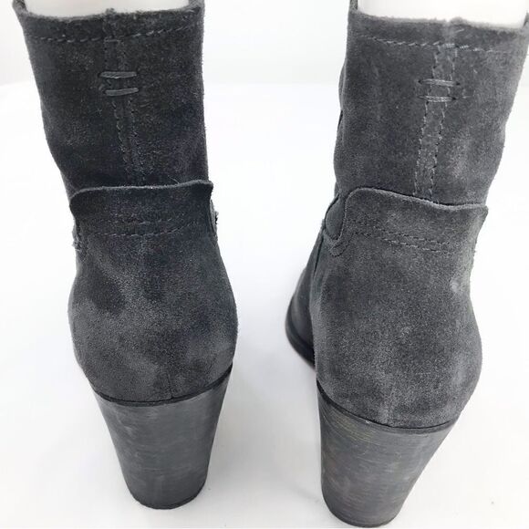 Dolce Vita Gray Suede Leather Soft Structure Western Style Heeled Ankle Boots - Picture 10 of 16